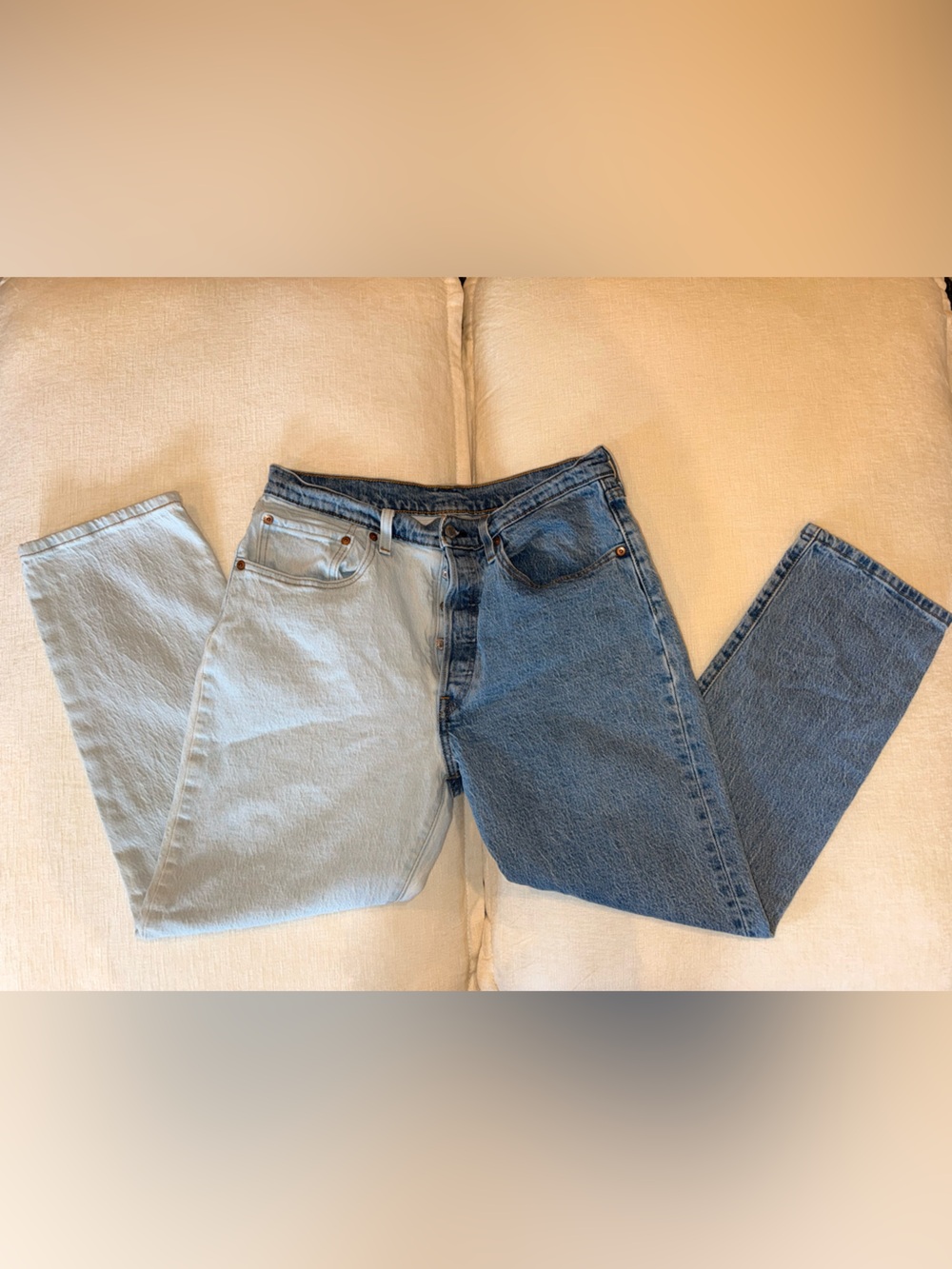 Levi's Women's Two-Tone Straight Leg Jeans - Light Blue & Dark Blue
